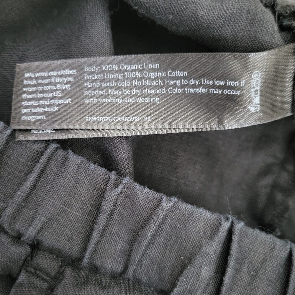 Eileen Fisher 100% Organic Linen Wide Leg Pull On Pants size L Black Minimalist - Picture 6 of 6
